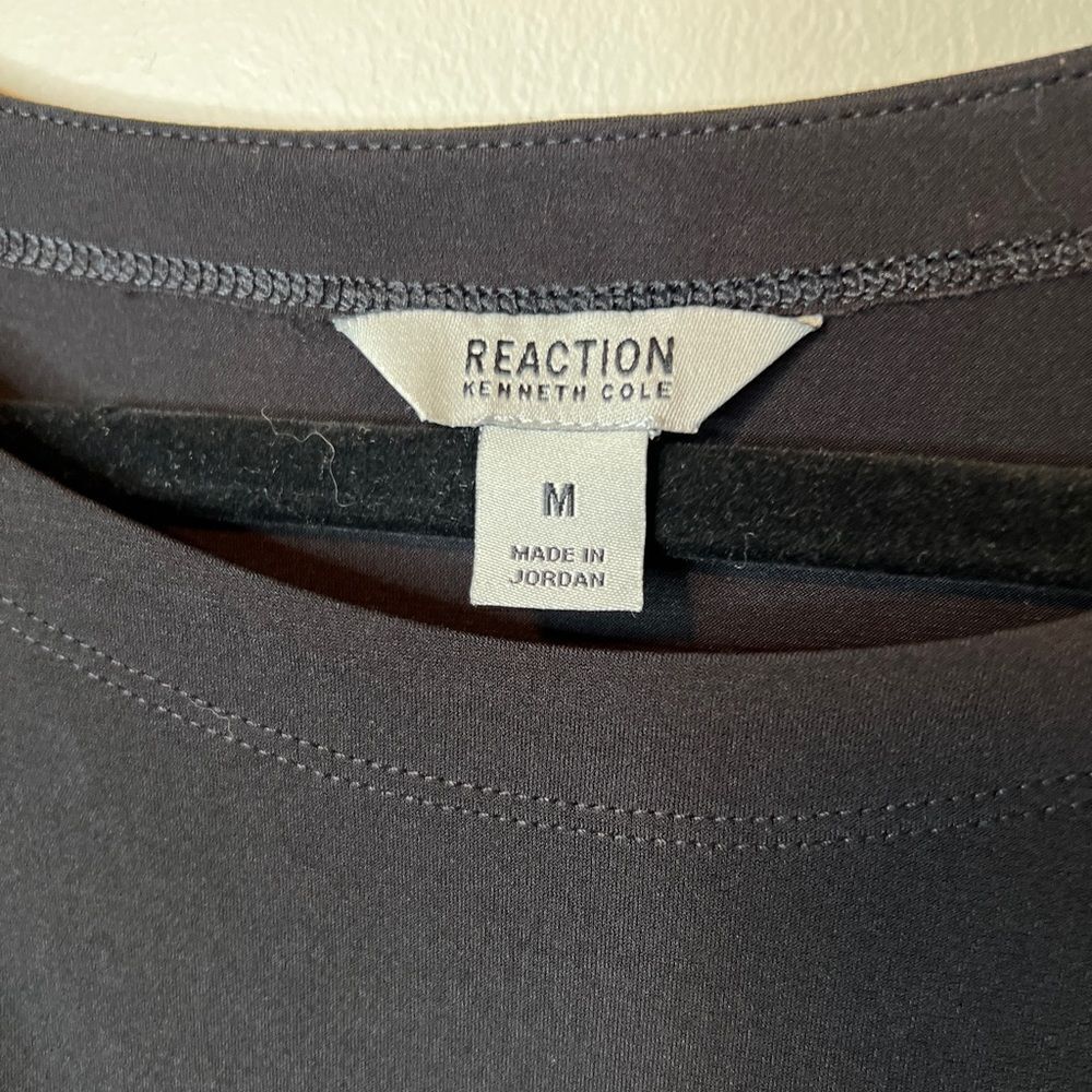 Kenneth Cole Reaction‎ Black Short Sleeve Ruched Asymmetrical Dress Size Medium - Picture 3 of 10
